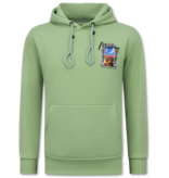 True Rise Överdimensionerad Hoodie Herr med Huva - Marockanskt Mönster - Tjock Vävd - 5818 - Grön