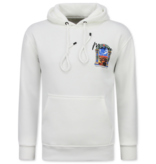 True Rise Överdimensionerad Hoodie Herr med Huva - Marockanskt Mönster - Tjock Vävd - 5818 - Vit