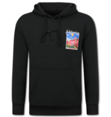 True Rise Överdimensionerad Hoodie Herr med Huva - Algeriet Mönster - Tjock Vävd - 5813 - Svart