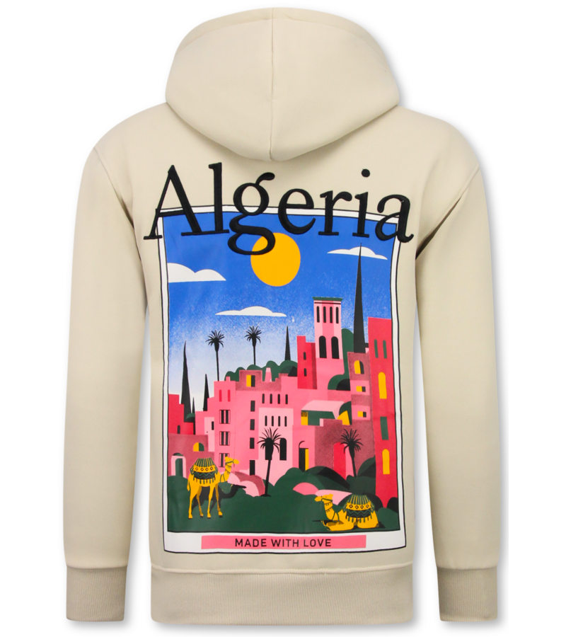 True Rise Överdimensionerad Hoodie Herr med Huva - Algeriet Mönster - Tjock Vävd - 5813 - Brun