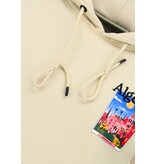 True Rise Överdimensionerad Hoodie Herr med Huva - Algeriet Mönster - Tjock Vävd - 5813 - Brun