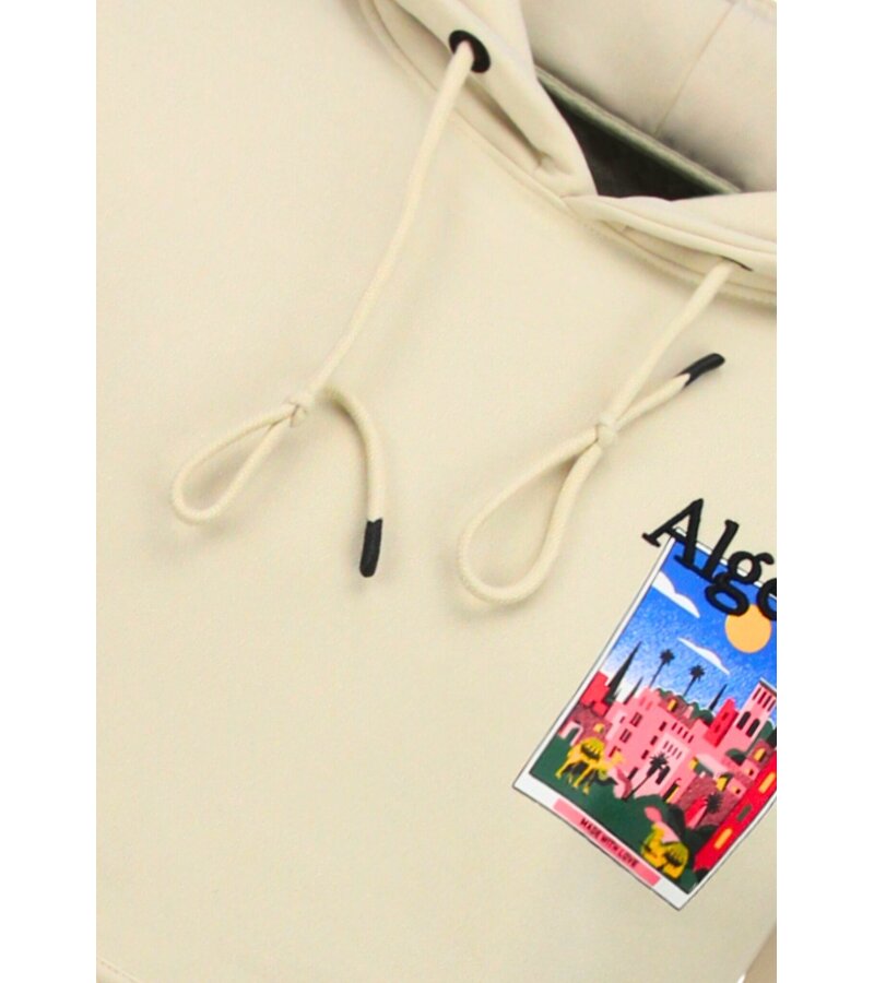 True Rise Överdimensionerad Hoodie Herr med Huva - Algeriet Mönster - Tjock Vävd - 5813 - Brun