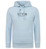 True Rise Överdimensionerad Hoodie Herr med Huva - ICON Milano Print - Tjock Vävd - 5812 - Ljusblå