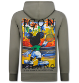 True Rise Överdimensionerad Hoodie Herr med Huva - ICON Milano Print - Tjock Vävd - 5812 - Mörkgrå