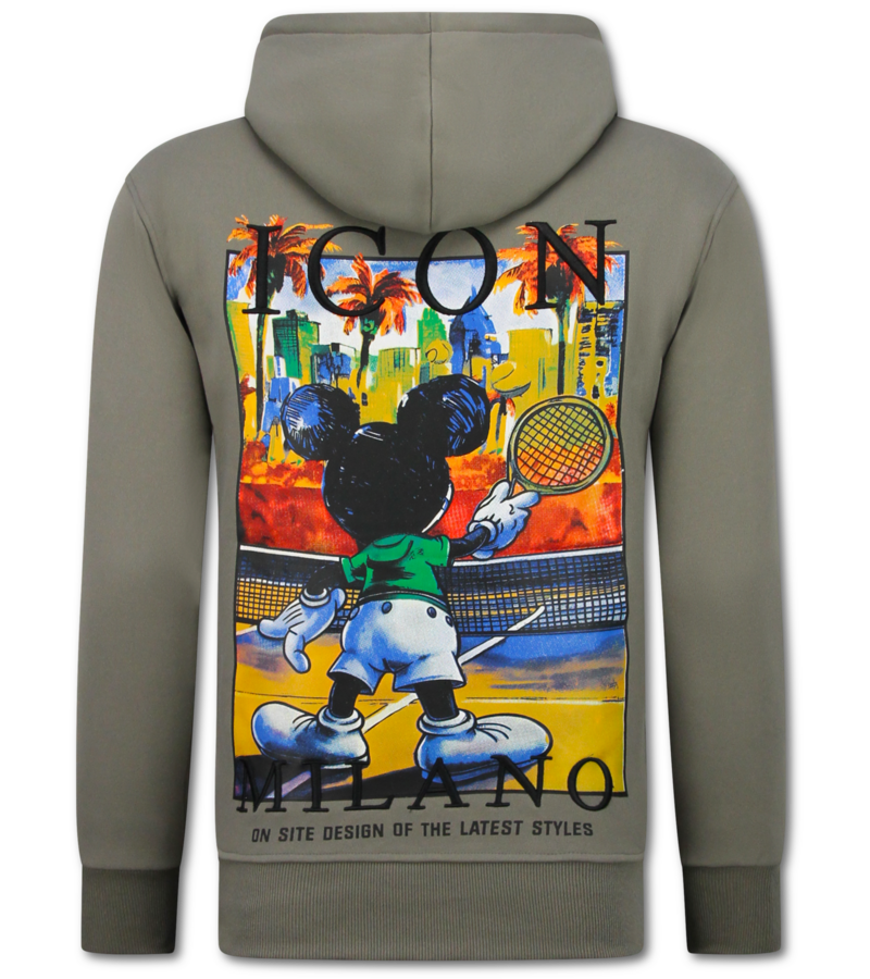 True Rise Överdimensionerad Hoodie Herr med Huva - ICON Milano Print - Tjock Vävd - 5812 - Mörkgrå