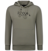 True Rise Överdimensionerad Hoodie Herr med Huva - ICON Milano Print - Tjock Vävd - 5812 - Mörkgrå