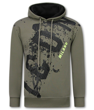 True Rise Överdimensionerad Hoodie Herr med Huva - ICON Splatter - Tjock Vävd - 5800 - Mörkgrå