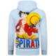Överdimensionerad Hoodie Herr med Huva - One Piece Pirattryck - Tjock Vävd - 5725 - Blå