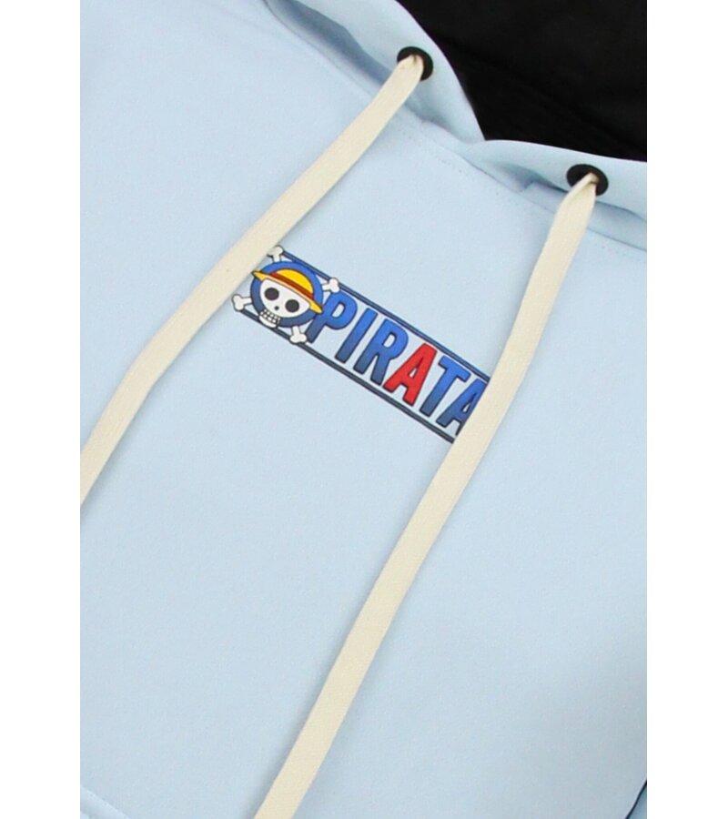 True Rise Överdimensionerad Hoodie Herr med Huva - One Piece Pirattryck - Tjock Vävd - 5725 - Blå