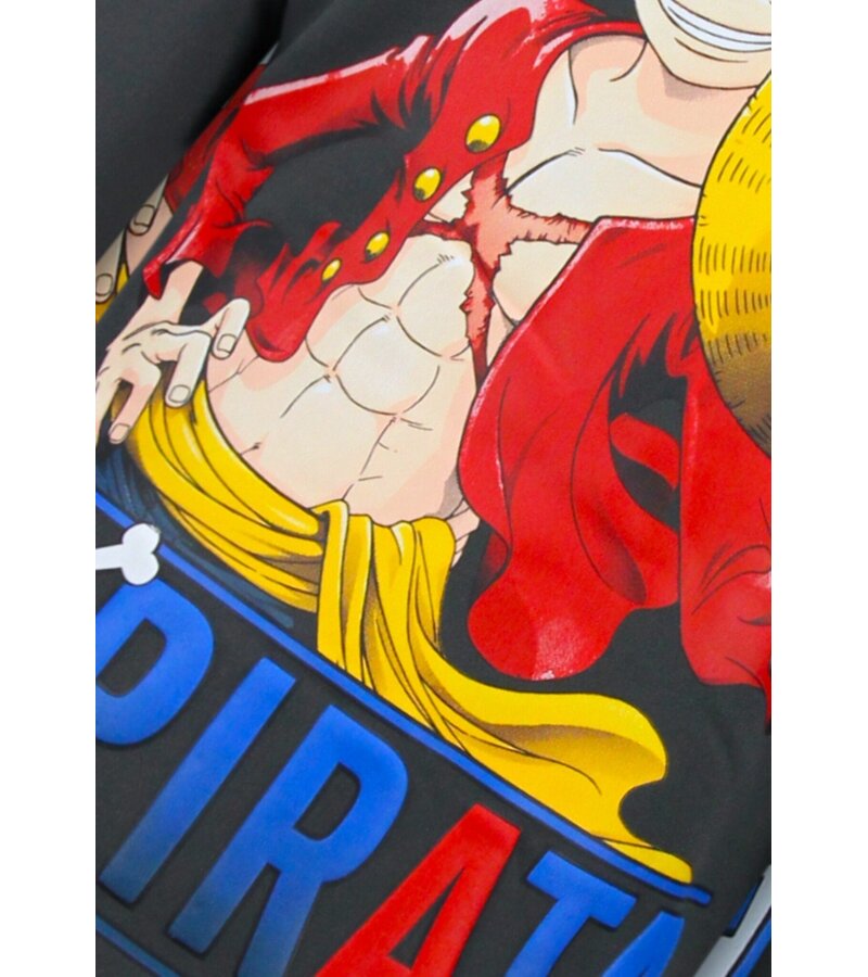 True Rise  Överdimensionerad Hoodie Herr med Huva - One Piece Pirata Print - Tjock Vävd - 5725 - Grå
