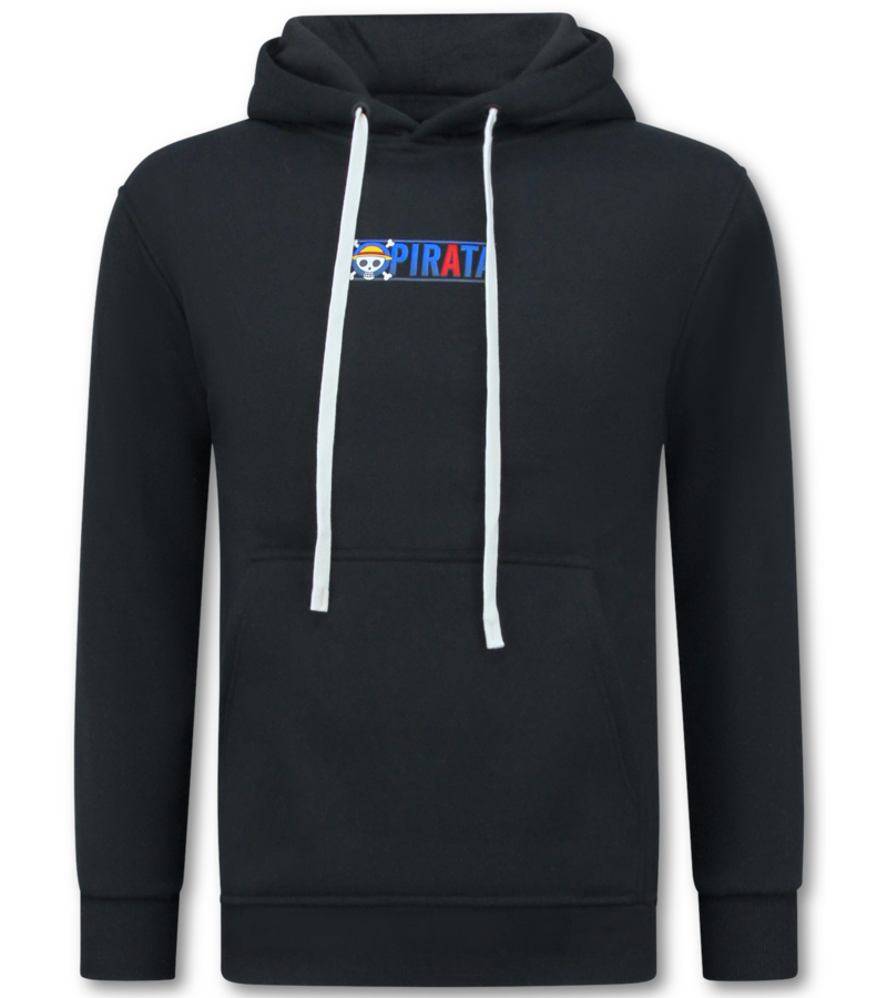 True Rise Överdimensionerad Hoodie Herr med Huva - One Piece Pirattryck - Tjock Vävd - 5725 - Svart