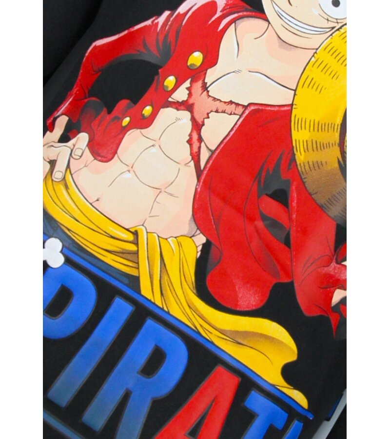 True Rise Överdimensionerad Hoodie Herr med Huva - One Piece Pirattryck - Tjock Vävd - 5725 - Svart
