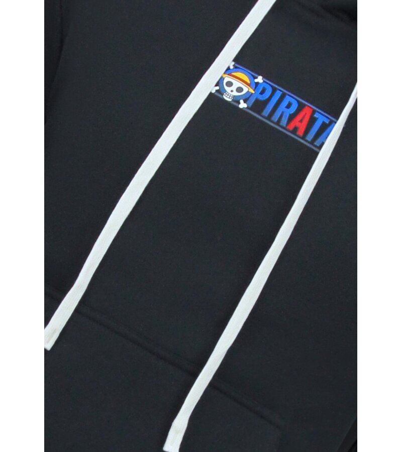 True Rise Överdimensionerad Hoodie Herr med Huva - One Piece Pirattryck - Tjock Vävd - 5725 - Svart