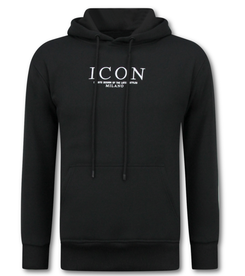 True Rise Överdimensionerad Hoodie Herr med Huva - ICON Puzzle Milano Print - Tjock Vävd - 5811 - Svart