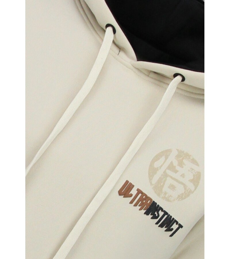 True Rise Överdimensionerad Hoodie Herr med Huva - GOKO Ultra Print - Tjock Vävd - 5562 - Beige