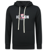 True Rise Överdimensionerad Hoodie Herr med Huva - ICON Panther Print - Tjock Vävd - 5795 - Svart