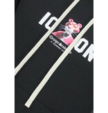 True Rise Överdimensionerad Hoodie Herr med Huva - ICON Panther Print - Tjock Vävd - 5795 - Svart
