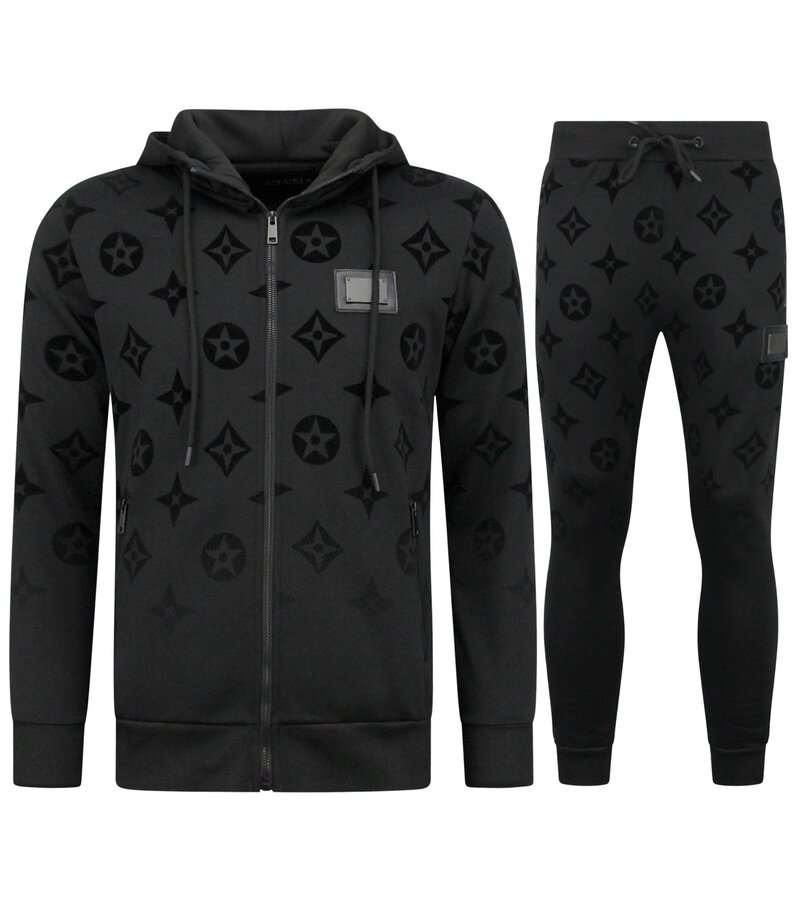 TopStar JDik vävd joggingdräkt för män - Teddy House Suit - Träningsdräkt herr - 5308 - Svart