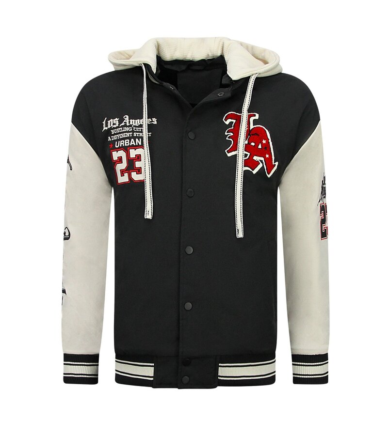 Enos Överdimensionerad basebolljacka med huva - Herrbomberjacka - 523 - Svart