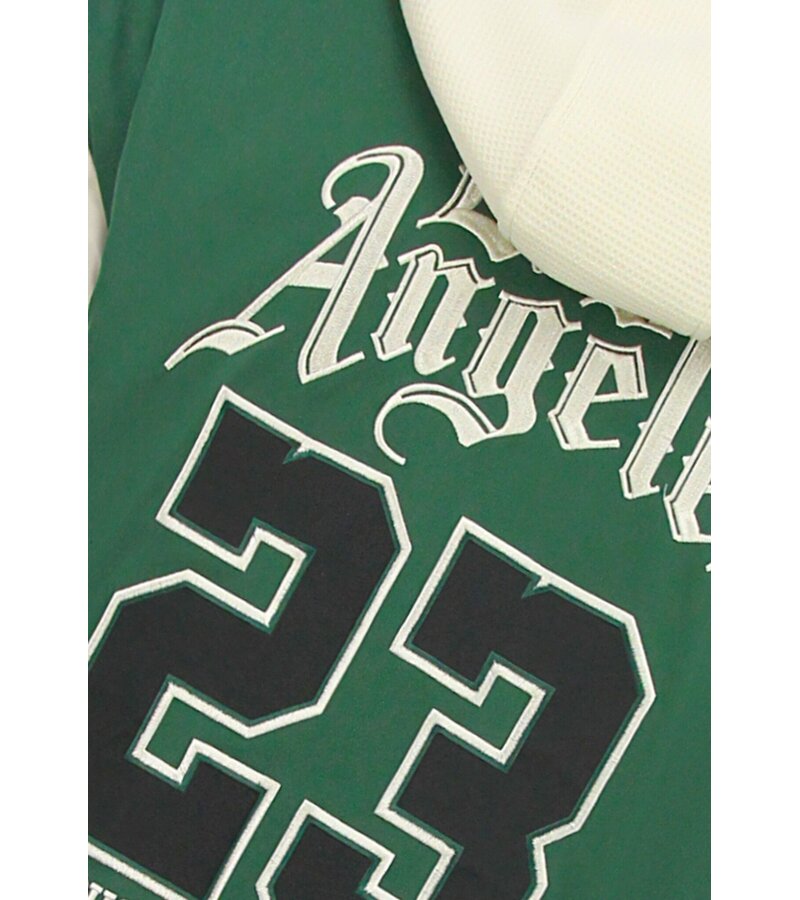 Enos Överdimensionerad basebolljacka med huva - Bomberjacka för herrar - 523 - Grön