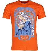 Local Fanatic Holy Mary Print - T Shirt Herr - 51006O - Apelsin