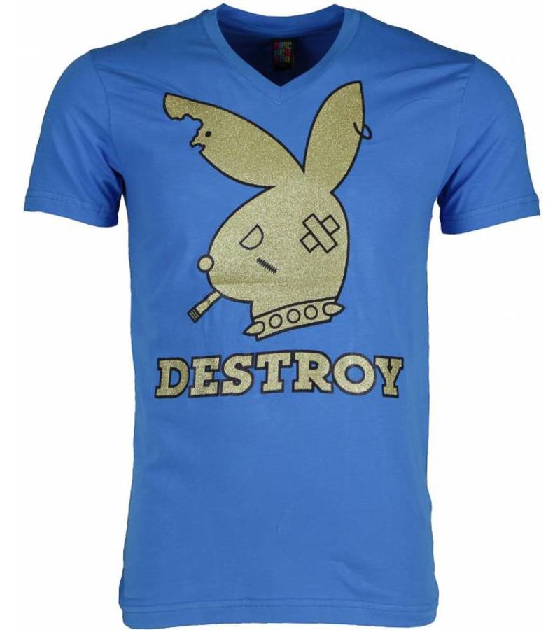 Local Fanatic Bunny Destroy - T Shirt Man - 1334B - Blå