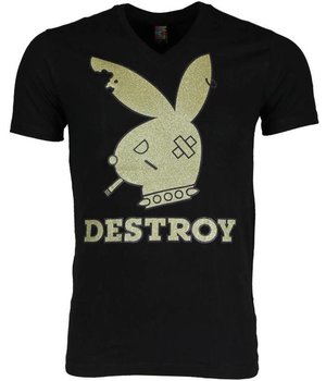 Local Fanatic Bunny Destroy - Man T Shirt - 1334Z - Svart