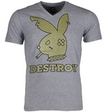 Local Fanatic Bunny Destroy - T Shirt Herr - 1334G - Grå