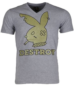 Local Fanatic Bunny Destroy - T Shirt Herr - 1334G - Grå