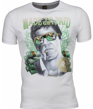 Mascherano Scarface Made To Get Paid Print - Herr T Shirt - 2009W - Vit