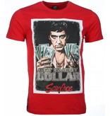 Local Fanatic Scarface Get Every Dollar Print - Herr T Shirt - 2004R - Röd