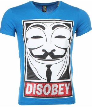 Local Fanatic Anonymous Disobey Print - Herr T Shirt - 2301B - Blå