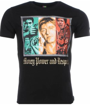 Local Fanatic Scarface Money Power Respect - Herr T Shirt - 1164Z - Svart