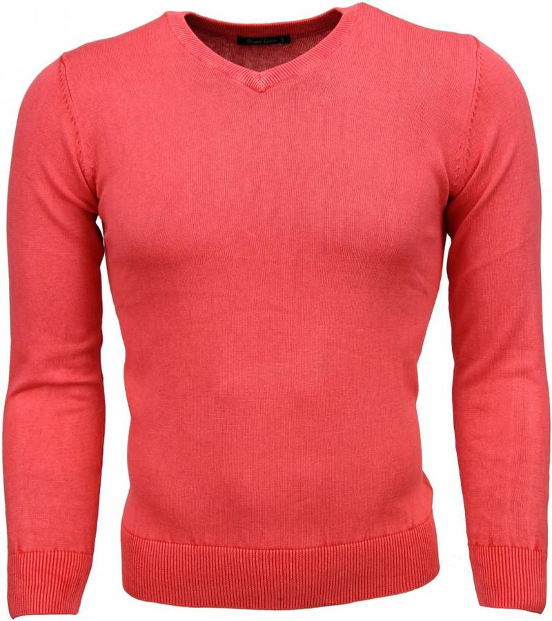 Brother-F Men Billiga Tröjor - Exklusiv Blanco V-Neck - M820-R - Rosa / Röd