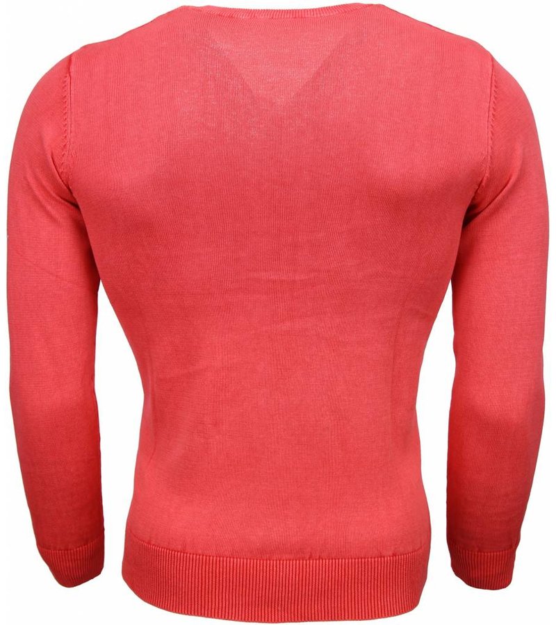 Brother-F Men Billiga Tröjor - Exklusiv Blanco V-Neck - M820-R - Rosa / Röd
