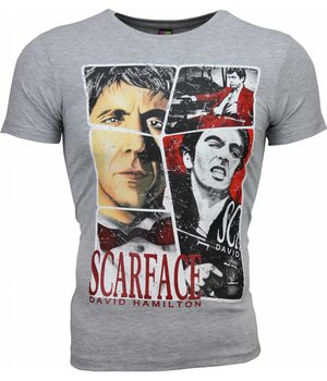 Local Fanatic Scarface Frame Print - Herr T Shirt - 2008G - Grå