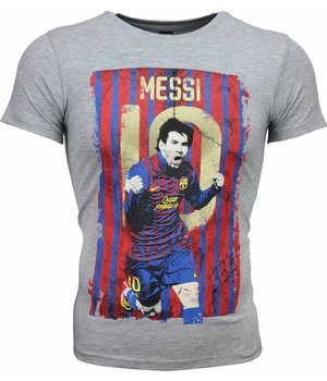 Local Fanatic Messi 10 Print Football - T Shirt Herr - 1170G - Grå