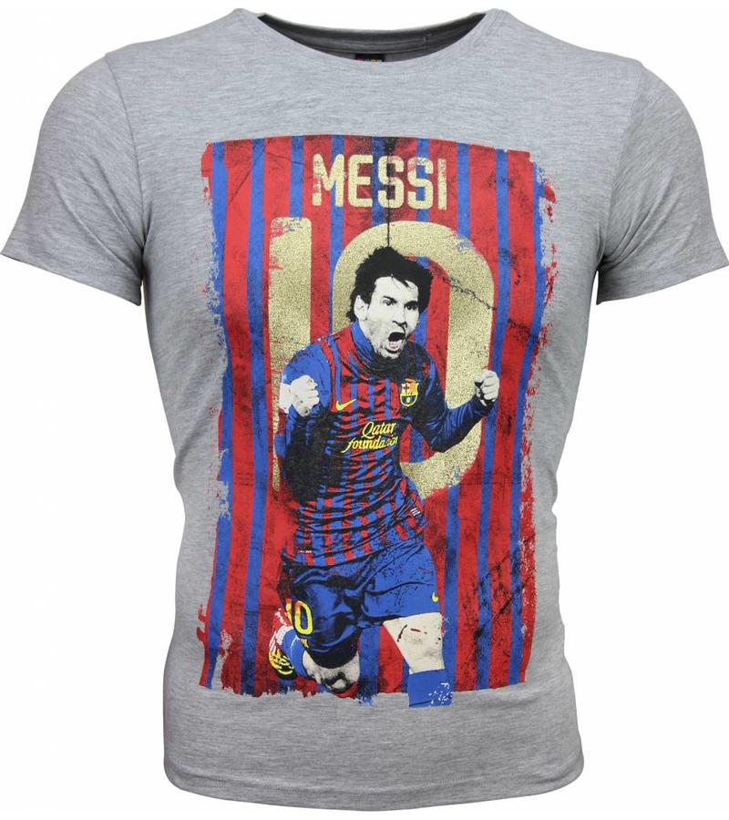 Local Fanatic Messi 10 Print Football - T Shirt Herr - 1170G - Grå