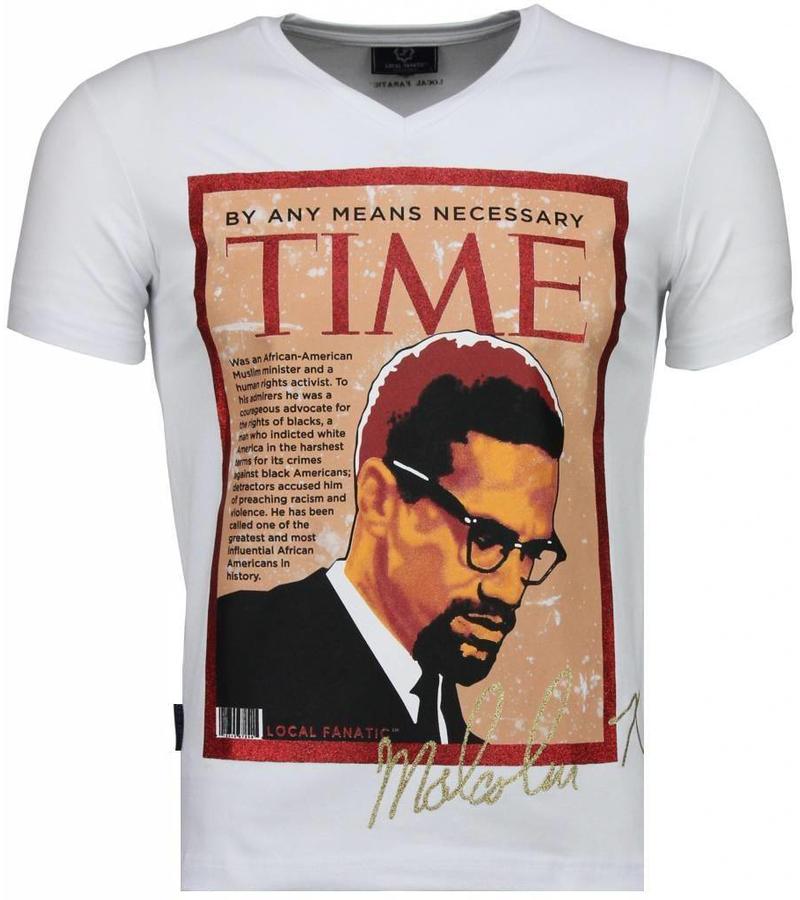 Local Fanatic Malcolm X Time - T Shirt Herr - 4294W - Vit