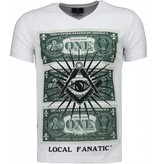 Local Fanatic One Dollar Eye Black Stones - Man T Shirt - 4302W - Vit