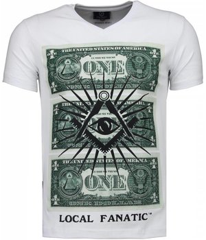 Local Fanatic One Dollar Eye Black Stones - Man T Shirt - 4302W - Vit