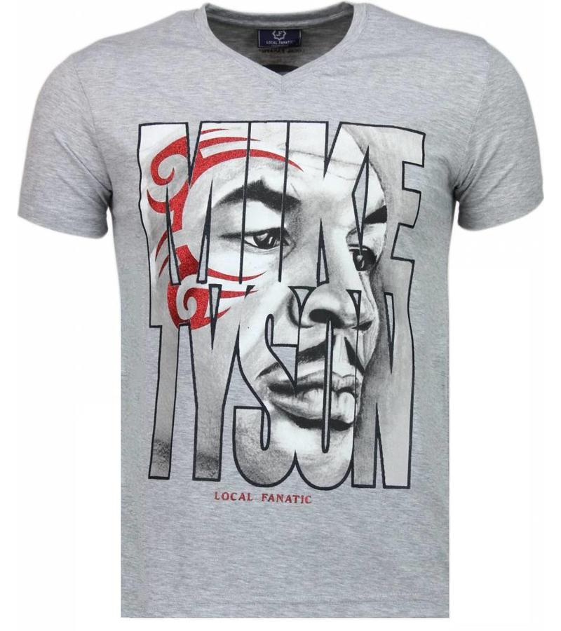 Local Fanatic Mike Tyson Tribal - T Shirt Herr - 2311G - Grå