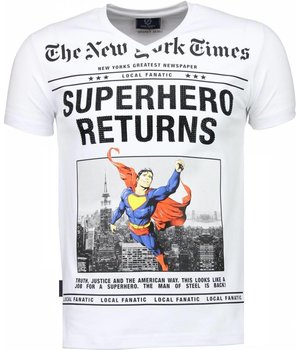 Local Fanatic SuperHero Returns Rhinestone - Herr T Shirt - 2314W - Vit