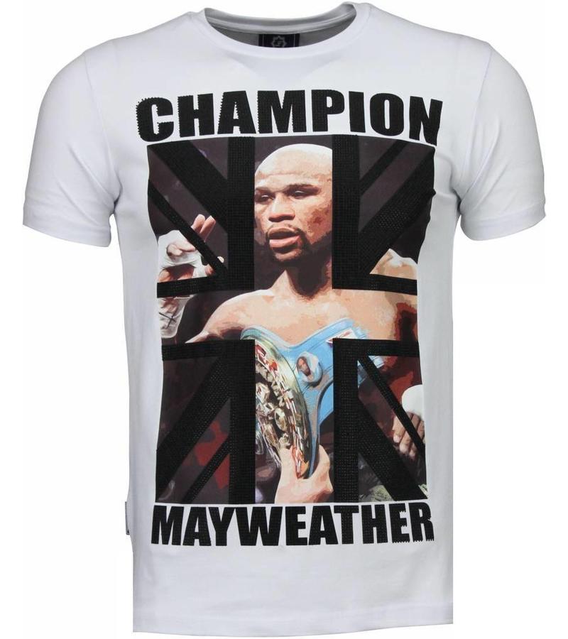 Local Fanatic Mayweather Champion - Herr T Shirt - 4780W - Vit