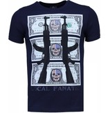 Local Fanatic AK-47 Dollar Rhinestone - T Shirt Herr - 4781N - Marinblå