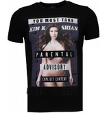 Local Fanatic Kim Kardashian Rhinestone - Man T Shirt- 4779Z - Svart