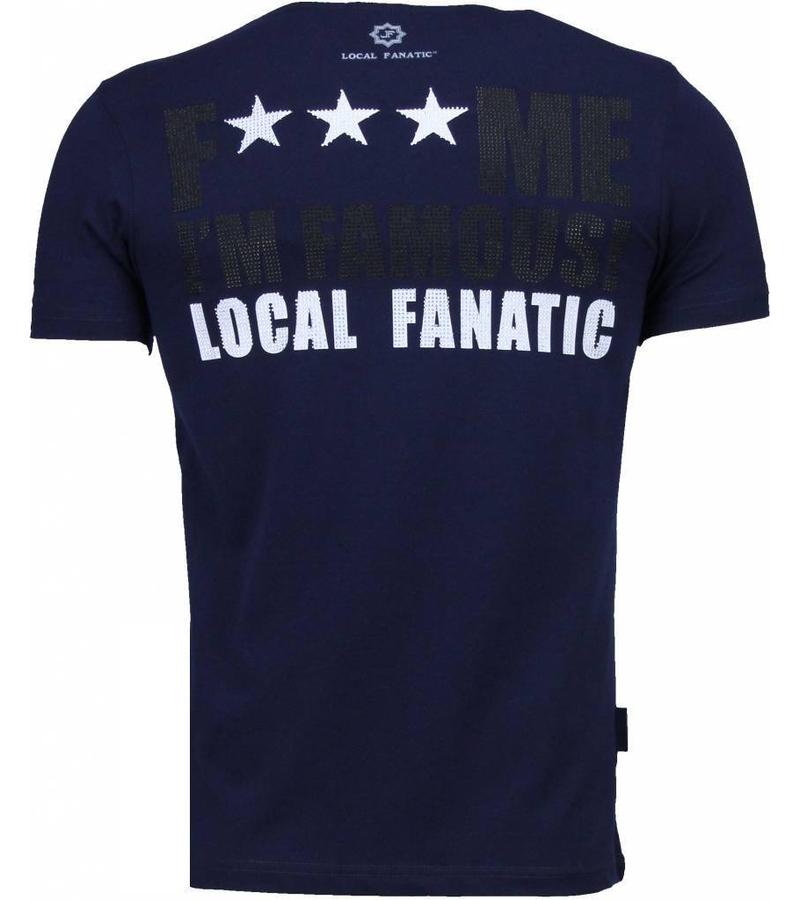 Local Fanatic Kim Kardashian Rhinestone - T Shirt Herr - 4779NB - Marinblå