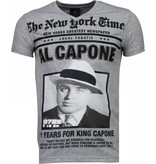 Local Fanatic Al Capone Rhinestone - T Shirt Herr - 4784G - Grå