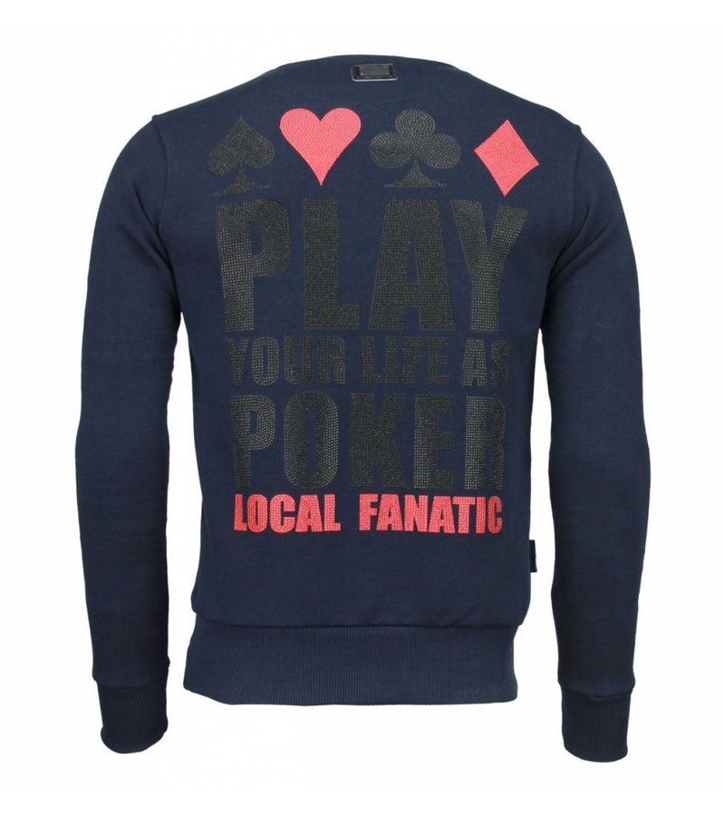 Local Fanatic Hot & Famous Poker Rhinestone - Tröja Man - 4905Z - Svart