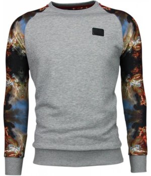 Local Fanatic Mythology Arm Motif Sweater - Herr Tröja - 5102G - Grå